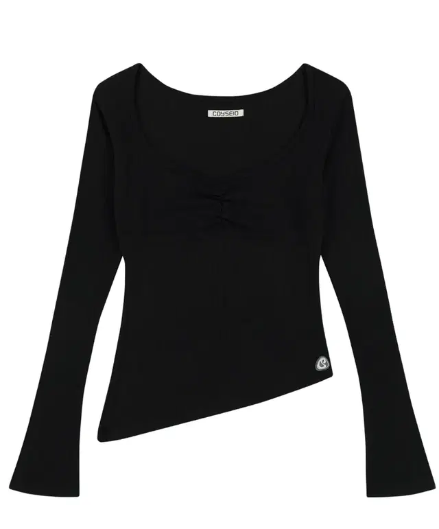 UNBALANCE SHIRRING TOP BLACK