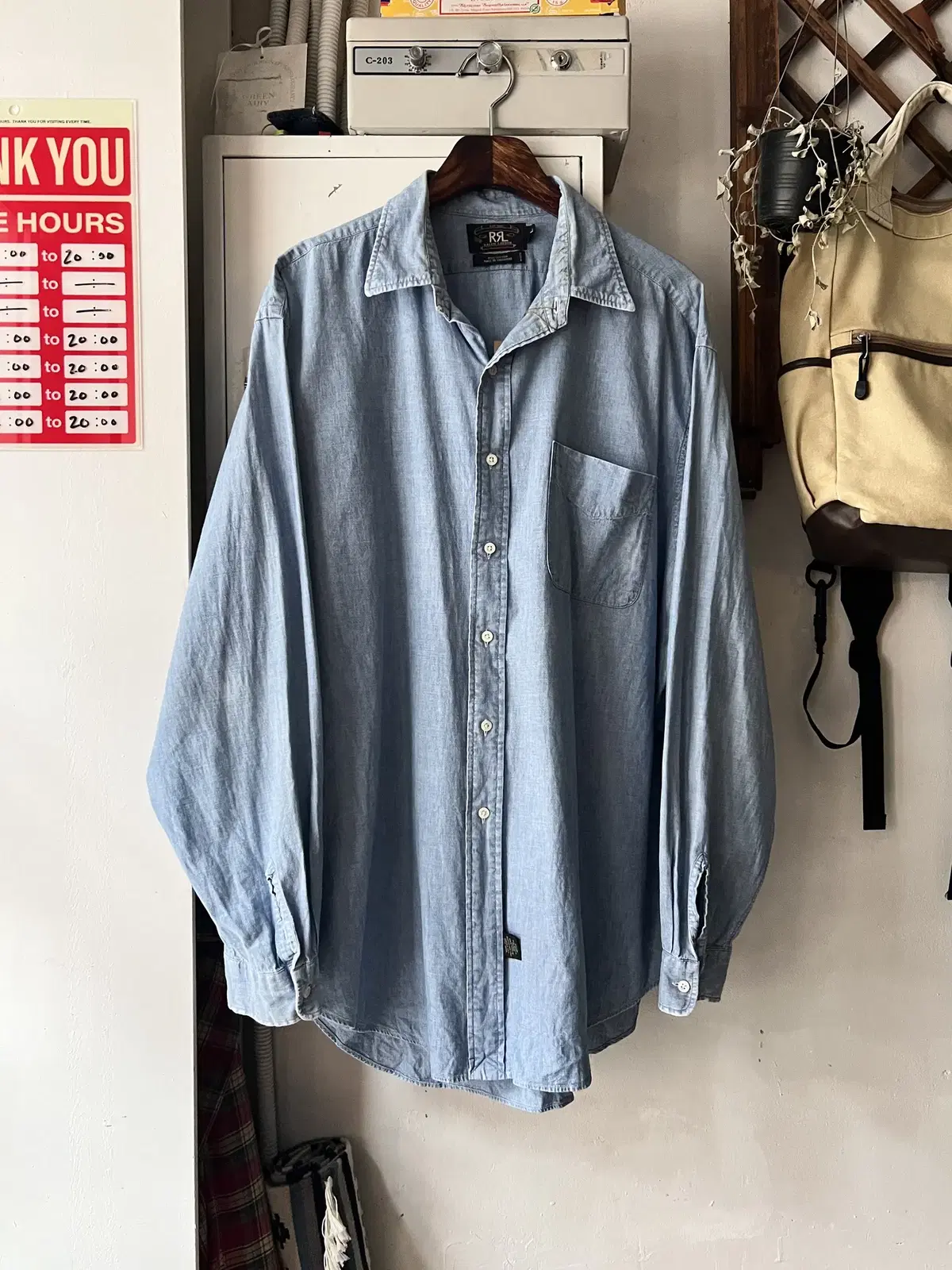 [2XL]RRL 더블알엘 싱글 포켓 샴브레이 셔츠