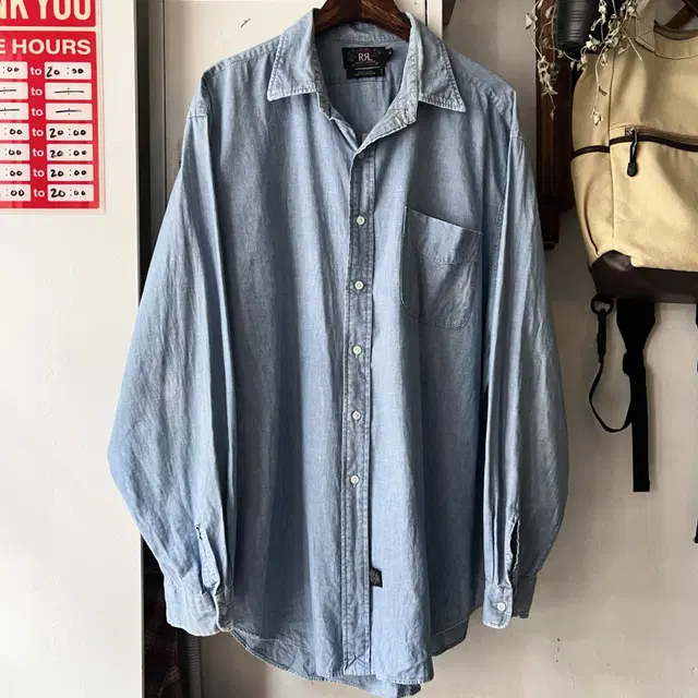 [2XL]RRL 더블알엘 싱글 포켓 샴브레이 셔츠