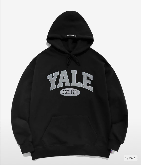 [새상품]예일(YALE) 2 TONE ARCH HOODIE BLACK_M