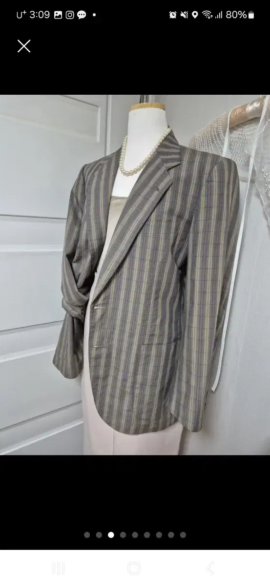 Seersucker fabric striped jacket