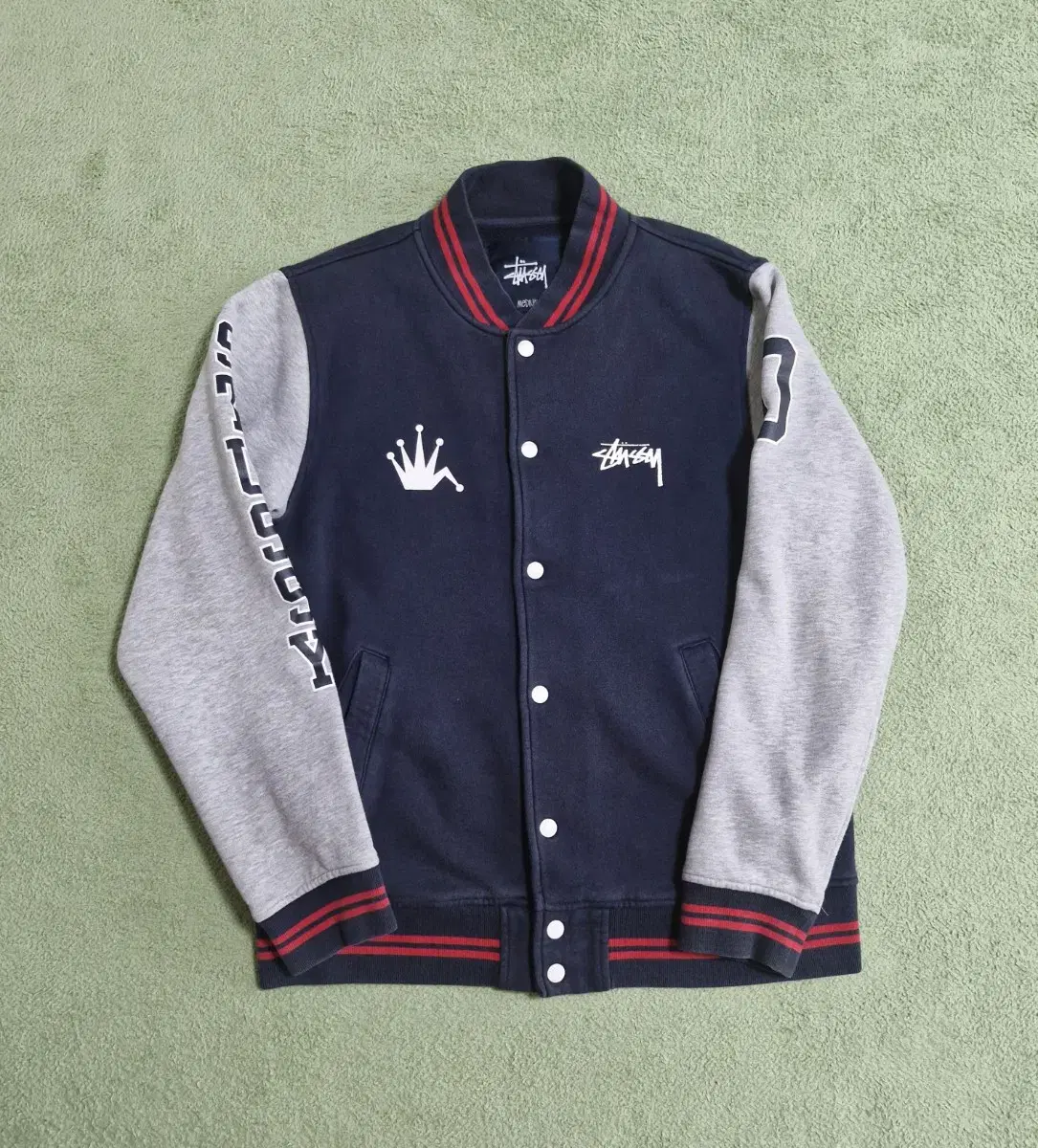 Stussy Old Crown Logo Baseball Jacket M