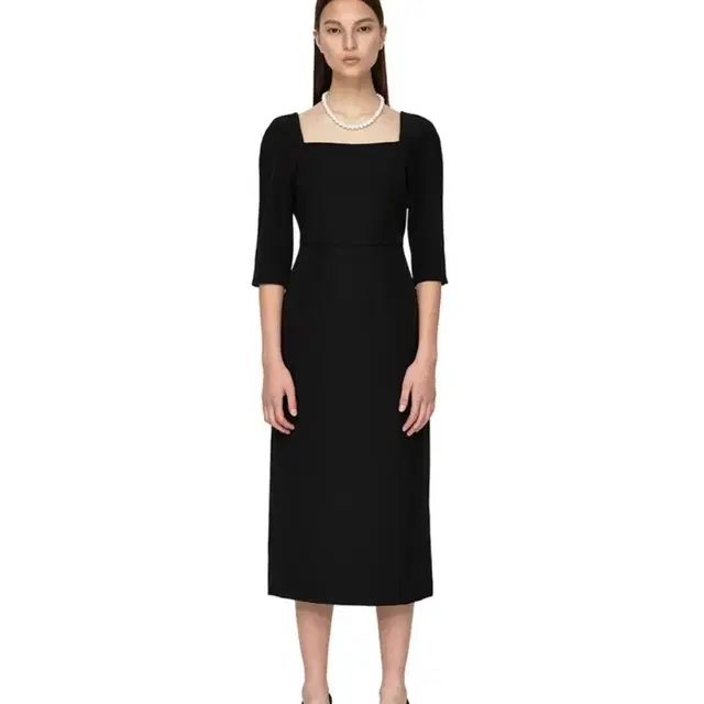 버뮬라. SQUARE NECK DRESS (BLACK)