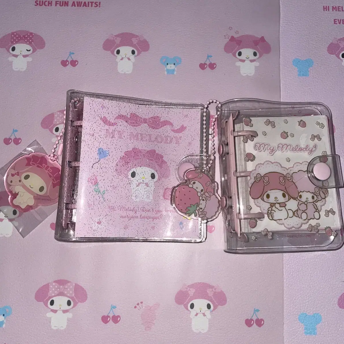 MyMelody 3-hole mini binder + 3-hole mini diary