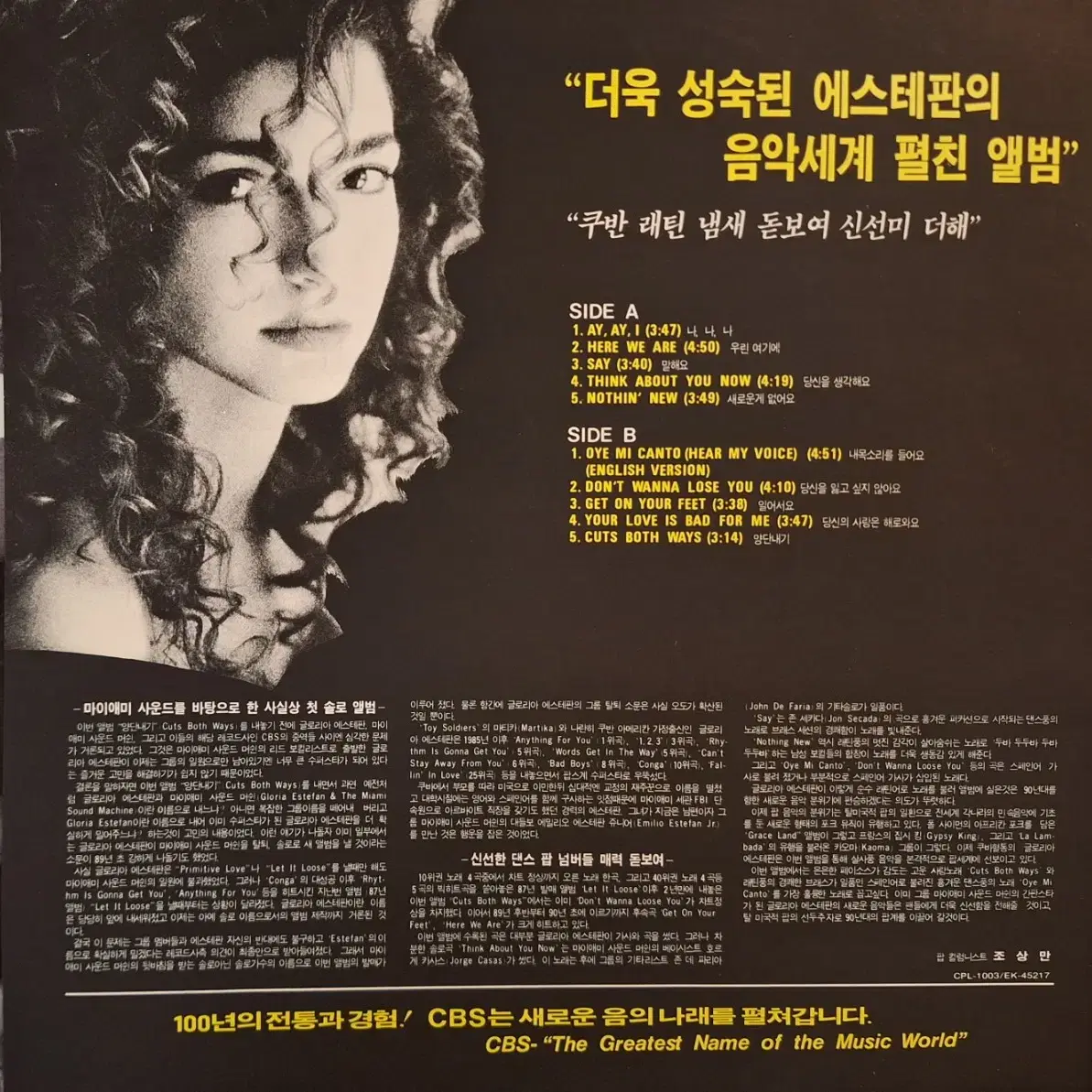 국내라이센스반/Gloria Estefan LP