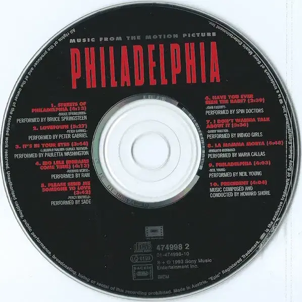 V.A - Philadelphia OST (CD) 유럽반 EX++