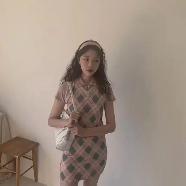 팜므뮤즈 ARGYLE KNIT VEST SKIRT SET