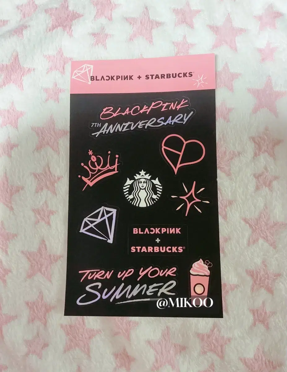 Starbucks collaboration black pink sticker sells