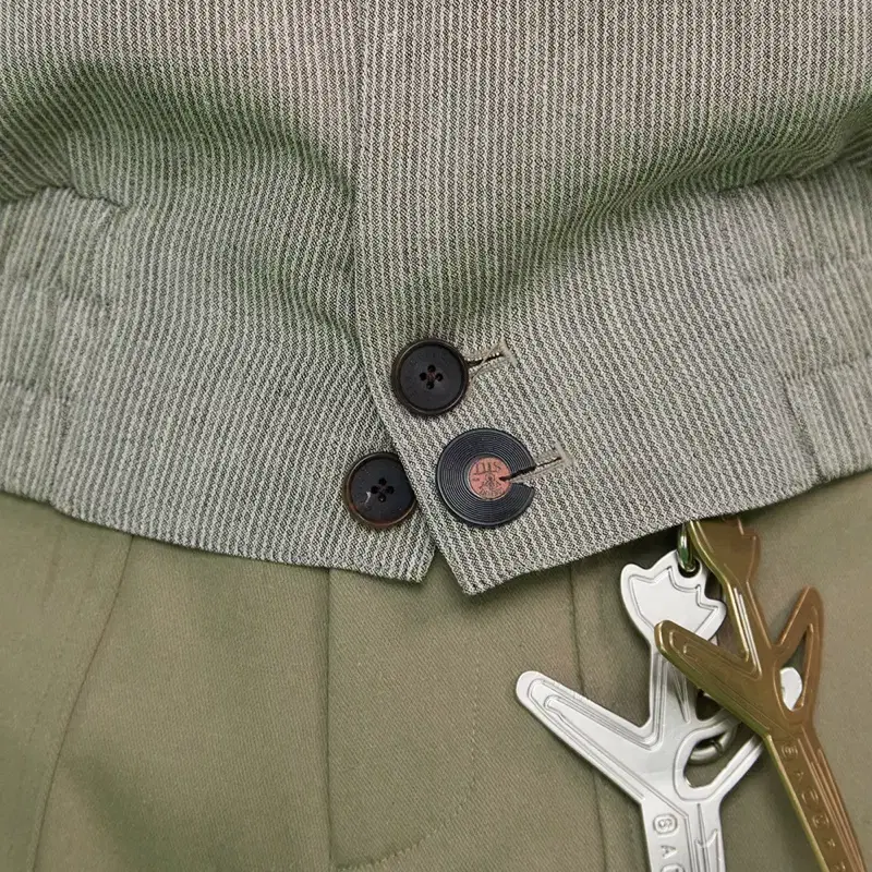 택포) stu stripe banding jacket green grey