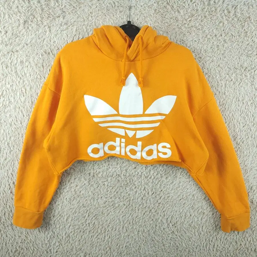 [Women's XS] Adidas Orange Big Logo Cropped Hoodie [Y48-239]/Lady Blue