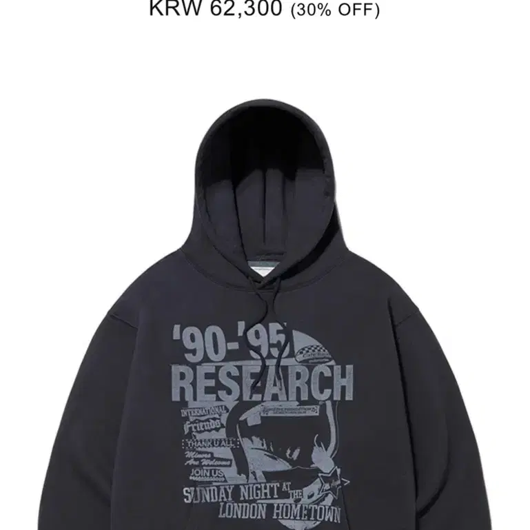 비바스튜디오 research hoodie 후드티 차콜