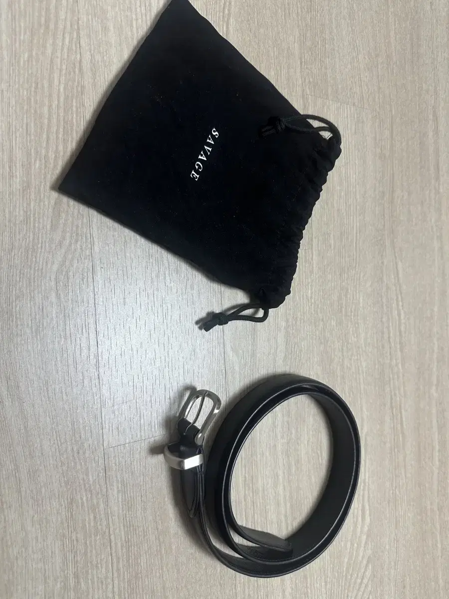 세비지 SAVAGE 370 Leather Belt - Black
