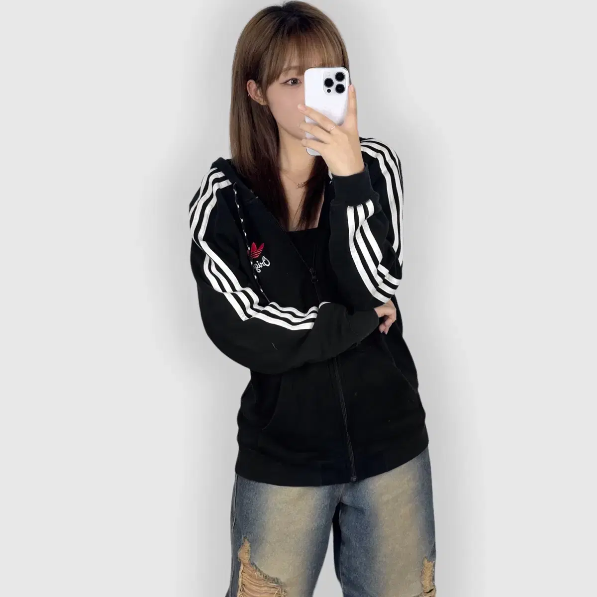 adidas Original Hoodie Zip Up Black 95