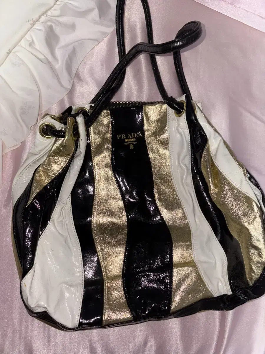 Prada Striped Tote Bag