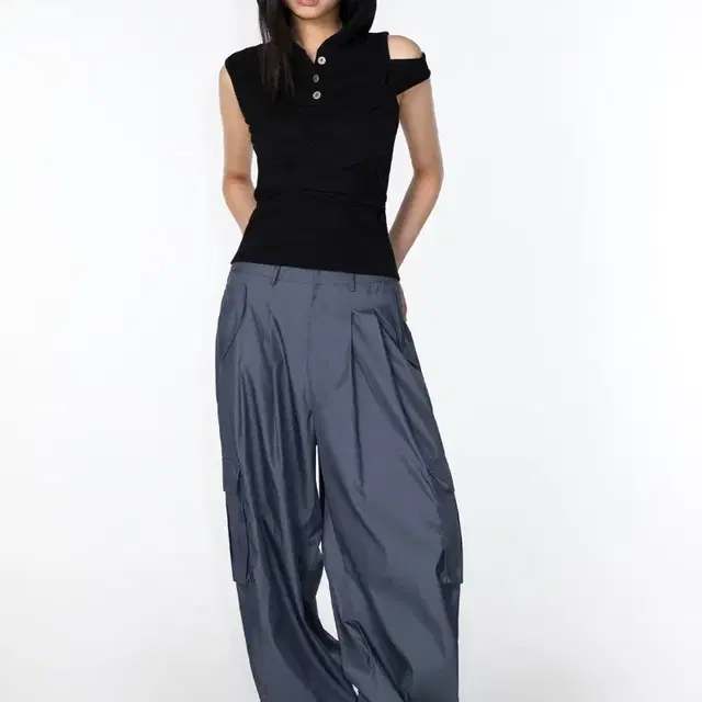 leey HEART LOGO BAGGY PANTS CHARCOAL