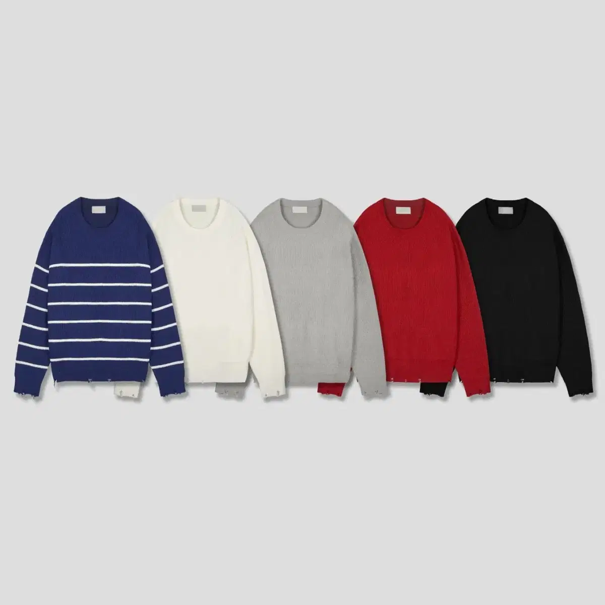 GENTLE K4281 Over Damage Crew neck Knit