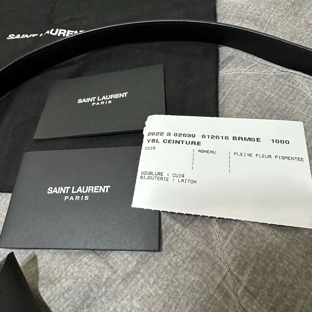 SAINT LAURENT 생로랑 벨트 미니 모노그램 스퀘어 버클 레더