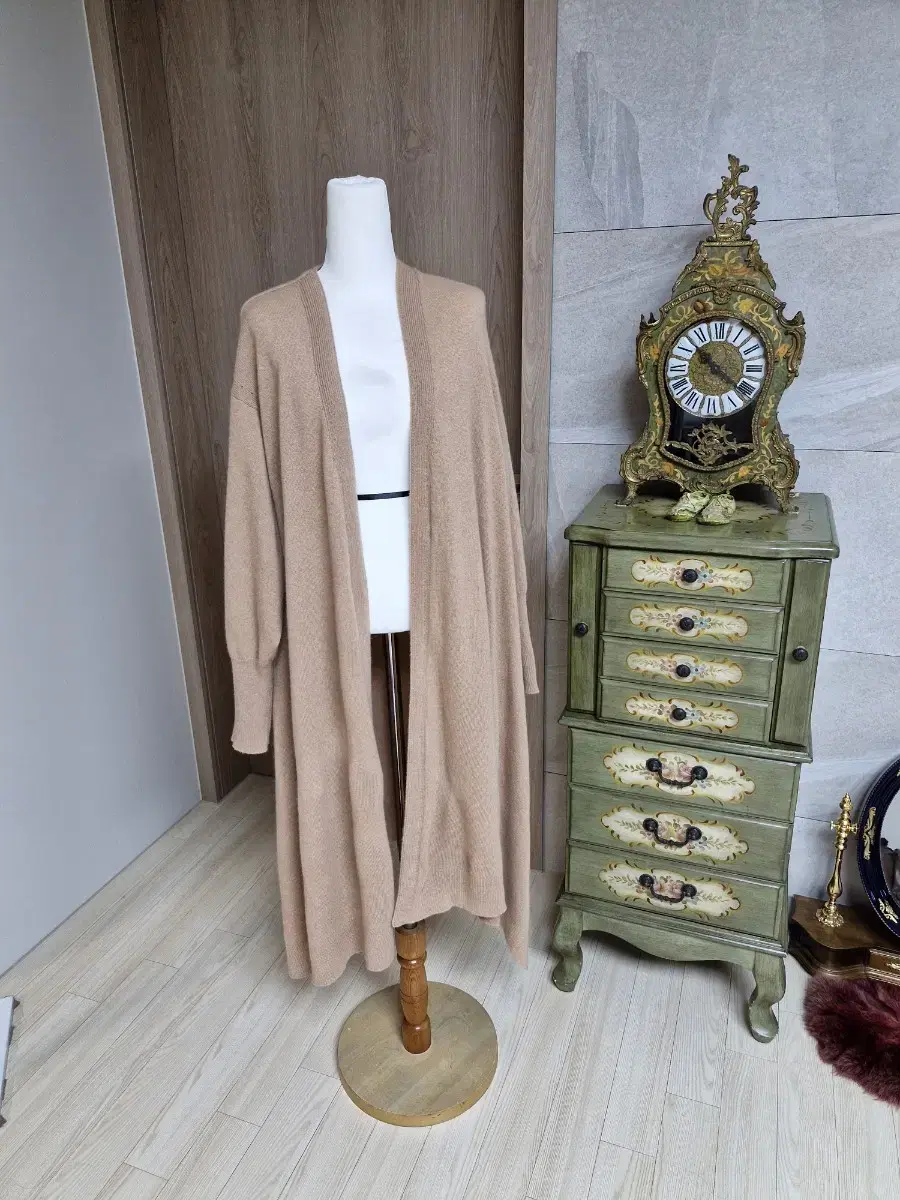 Langkawi/ Hansom/ Washed/ Size Free/ Sand Beige/ Cashmere 100%/ Long coat type cardigan