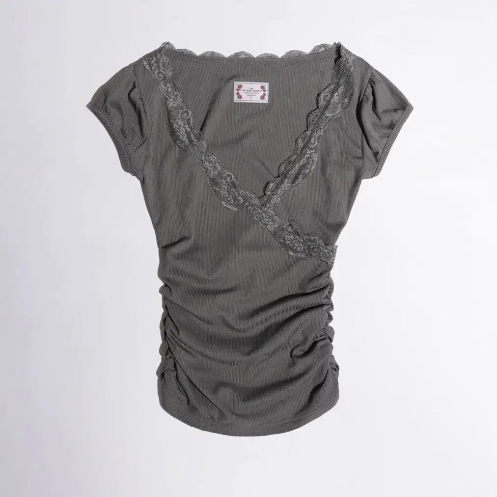 스컬프터 lace trim wrap tee charcoal 차콜