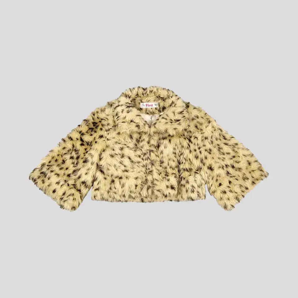 Vintage Beige Brown Leopard Vegan Fur Kids' Y2K Punk Rock Chic Car