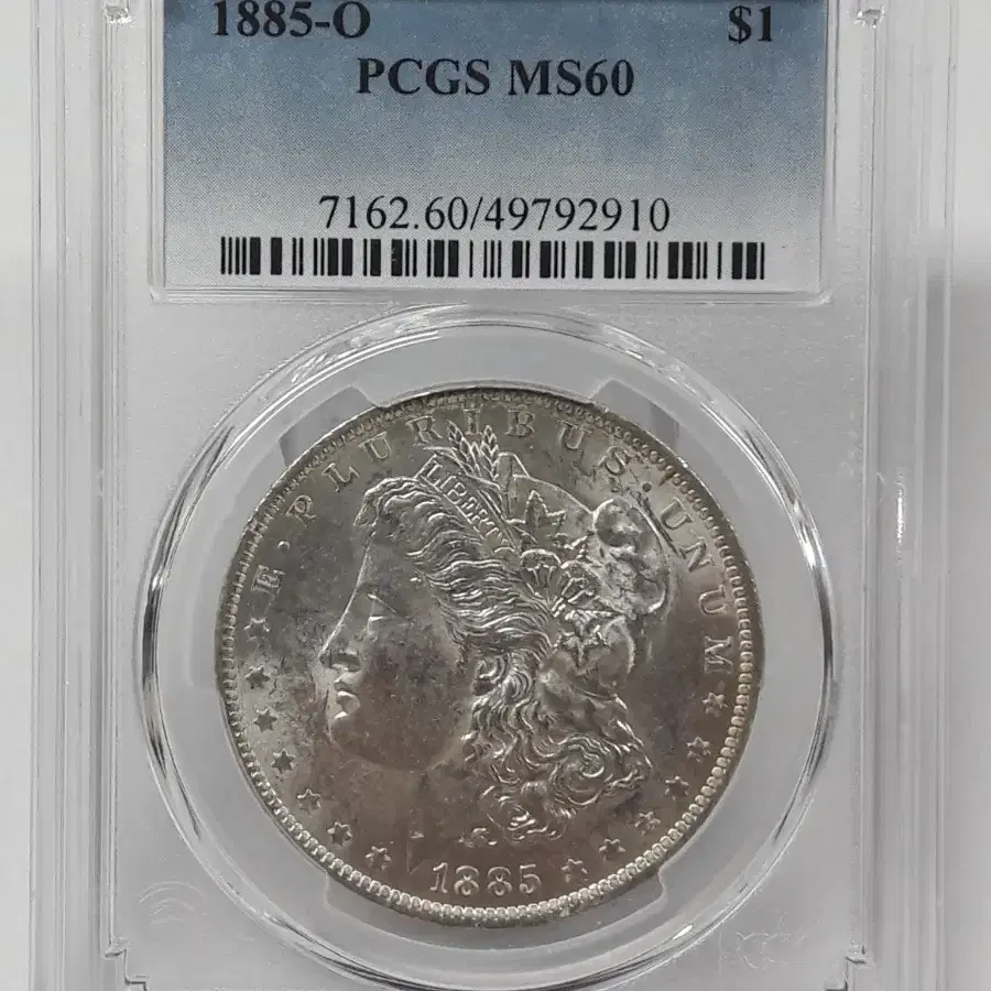 1885년 O 미국 모건 1달러 PCGS MS60 미사용 은화