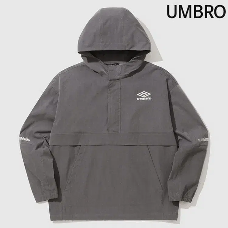 UMBRO Washed Canvas Dying Hood Anorak Dark Charcoal 100