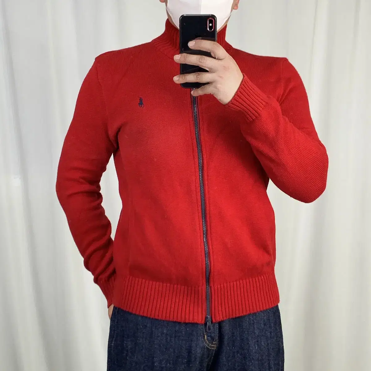 Polo Red Cotton Zip-Up Knit S .240922