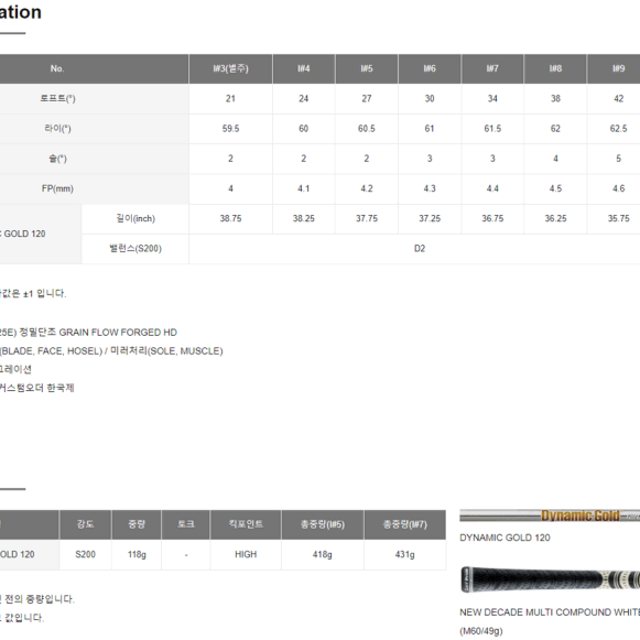 미즈노 MP20 MMC 아이언세트 7개 스틸아이언 DG120 S200