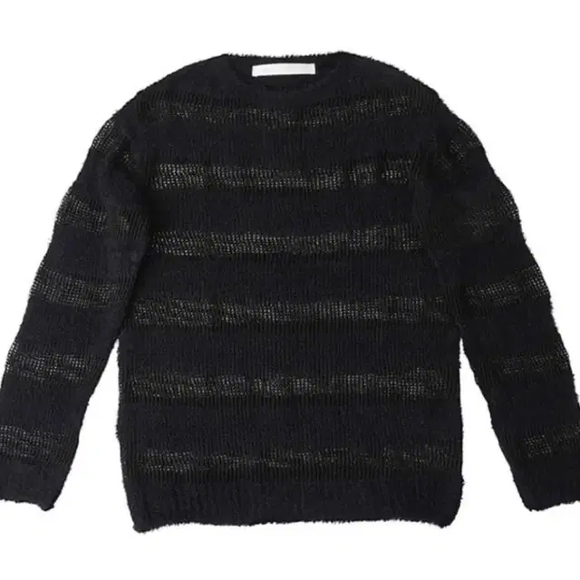 OPEN YY FLUFFY STRIPE KNIT TOP, BLACK