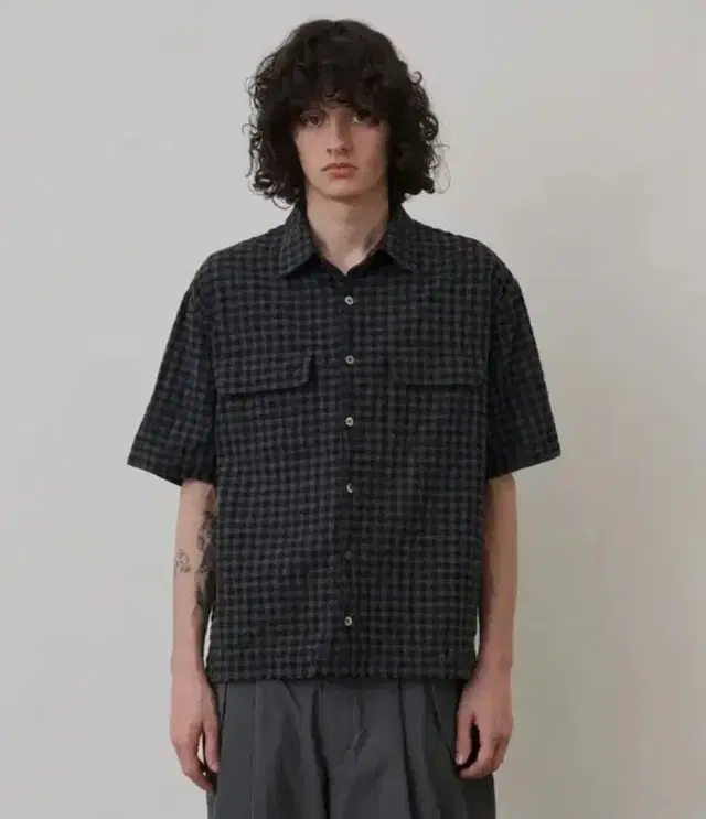 (2)노운 noun tartan check crop shirts 샌드블랙