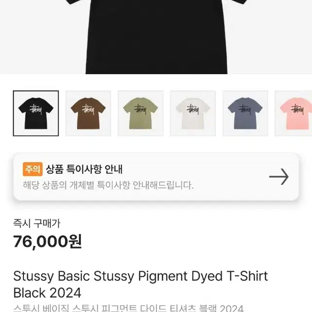 Stussy Basic Stussy Pigment Dyed 반팔 새제품