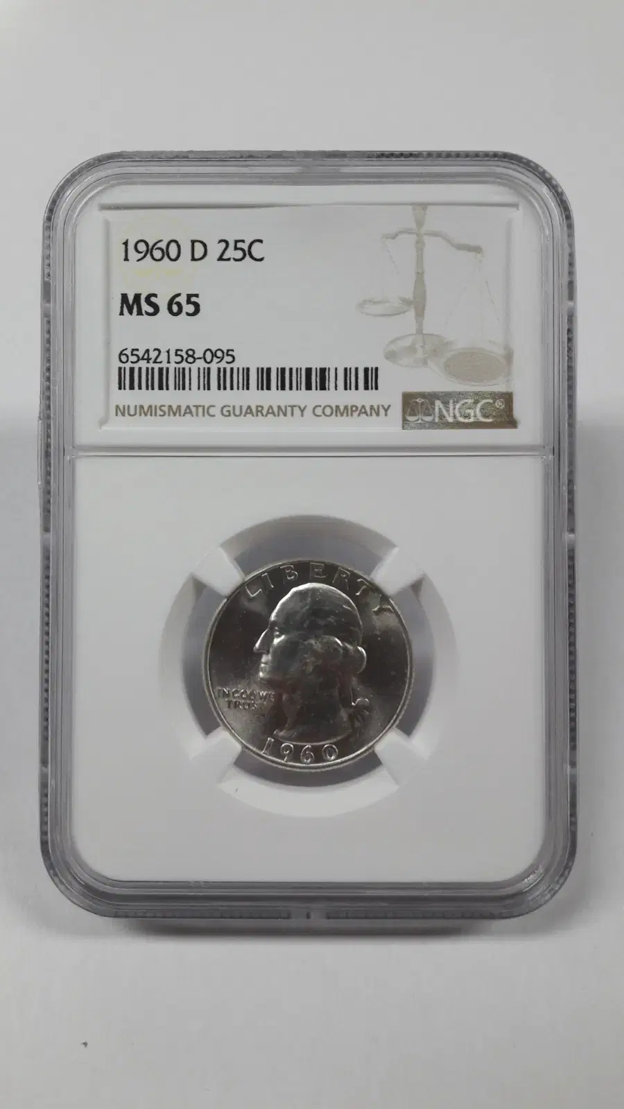 1960년 D 미국 워싱턴 쿼터 달러 NGC MS65 미사용 은화