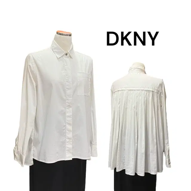 DKNY 플리츠 화이트 셔츠