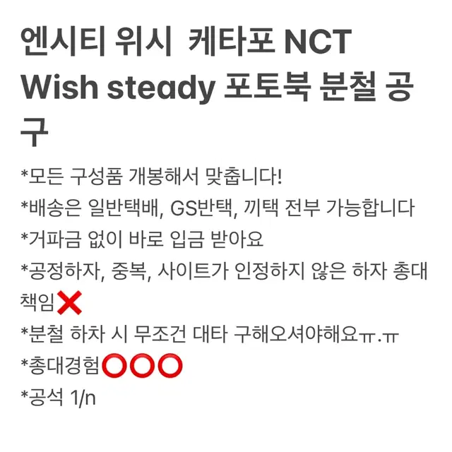 엔시티 위시 케타포 steady 포토북 분철