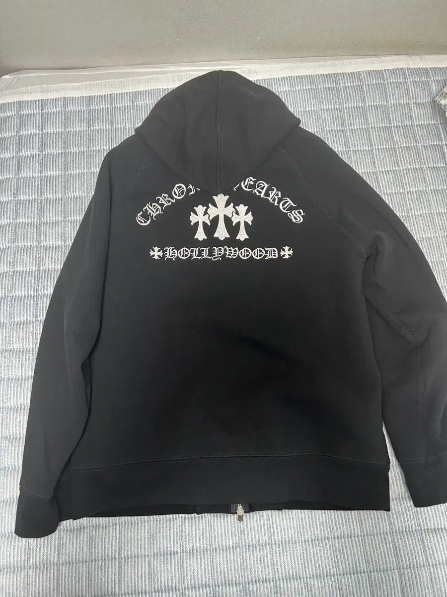 [L] Chromed Hearts Semi-Finished Hollywood Hoodie Zip-Up Black