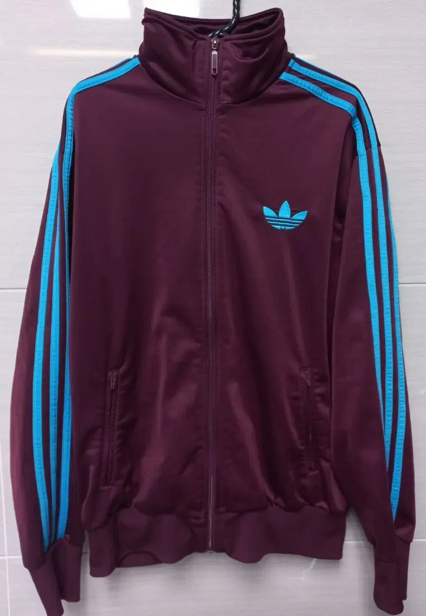 Adidas Maroon Burgundy Sky Blue Track Top Jersey Zip Up 105/XL