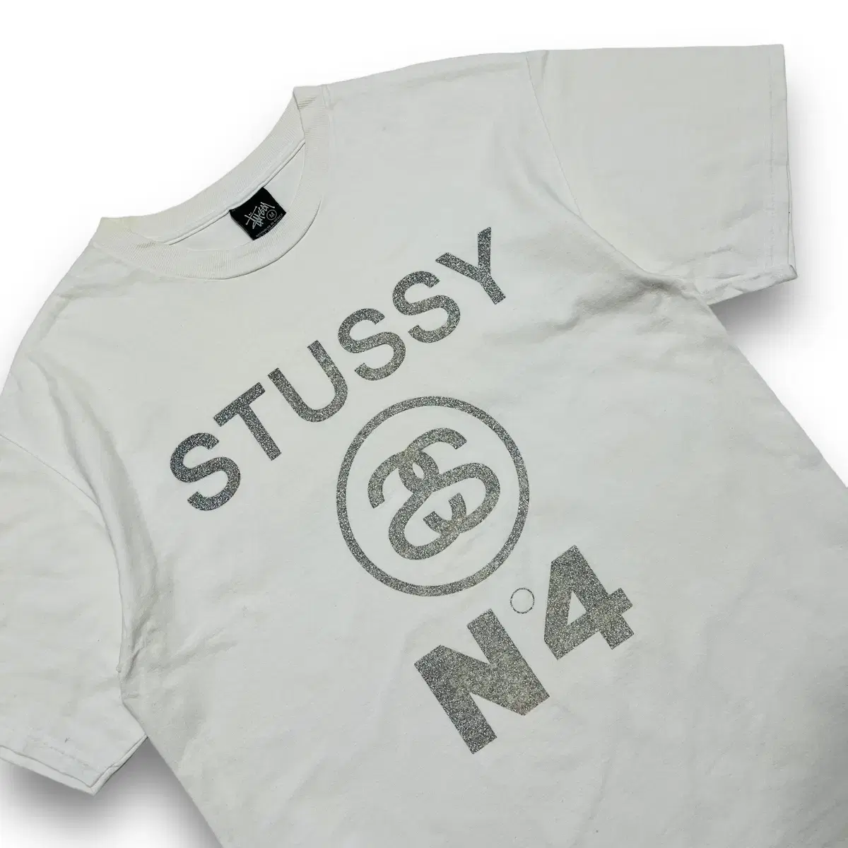 Stussy Silver N 4 cignature Logo Short Sleeve T-Shirt