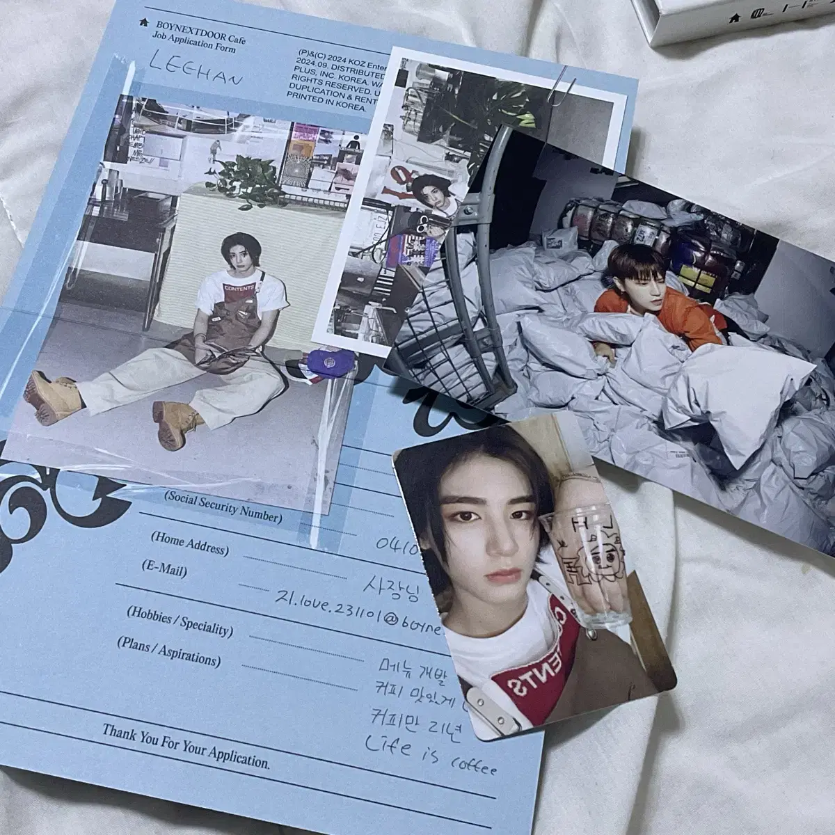 boynextdoor 19.99 photocard postcard resume sungho riwoo myung jaehyun taesan leehan woonhak