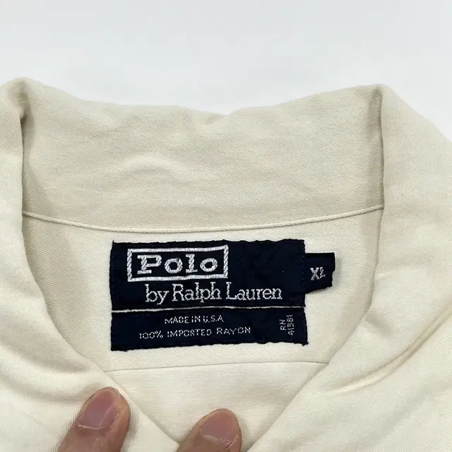 (CT403) XL 폴로 투포켓 워크셔츠 아이보리 긴팔 셔츠.Polo