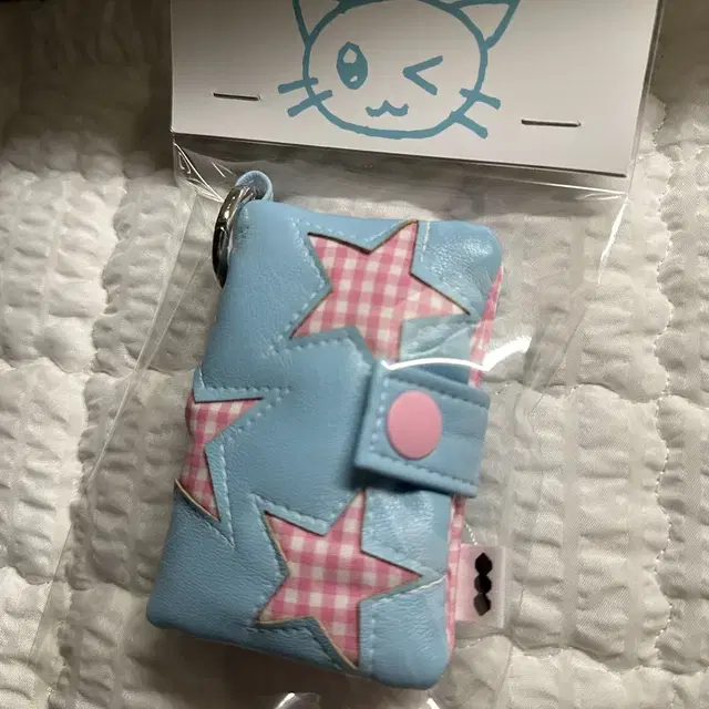 퍼피북클럽 Lucky Card Book gingham stars blue