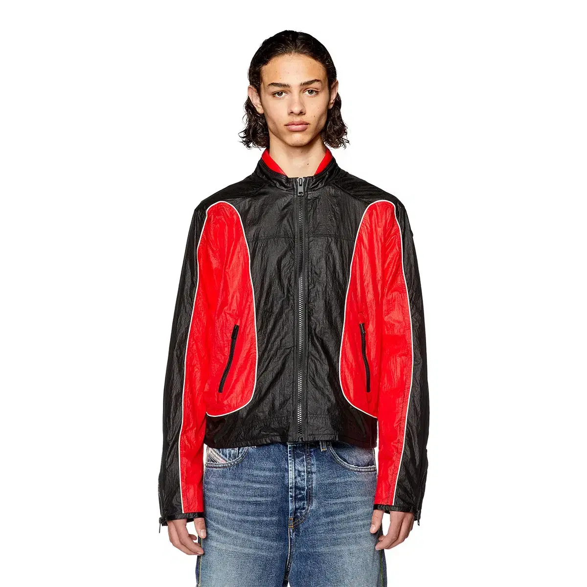 [46, 48] Diesel Nylon Contrast Jacket Black/Red