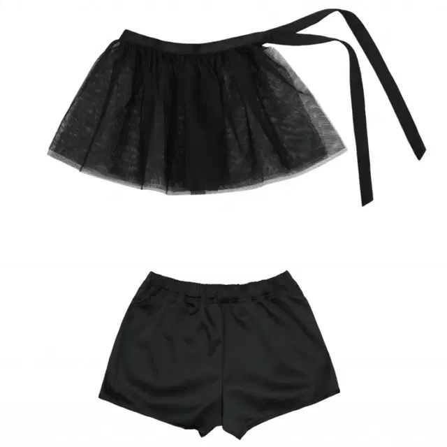 달링유어배드 MESH WRAP SKIRT- SATIN SHORTS SET