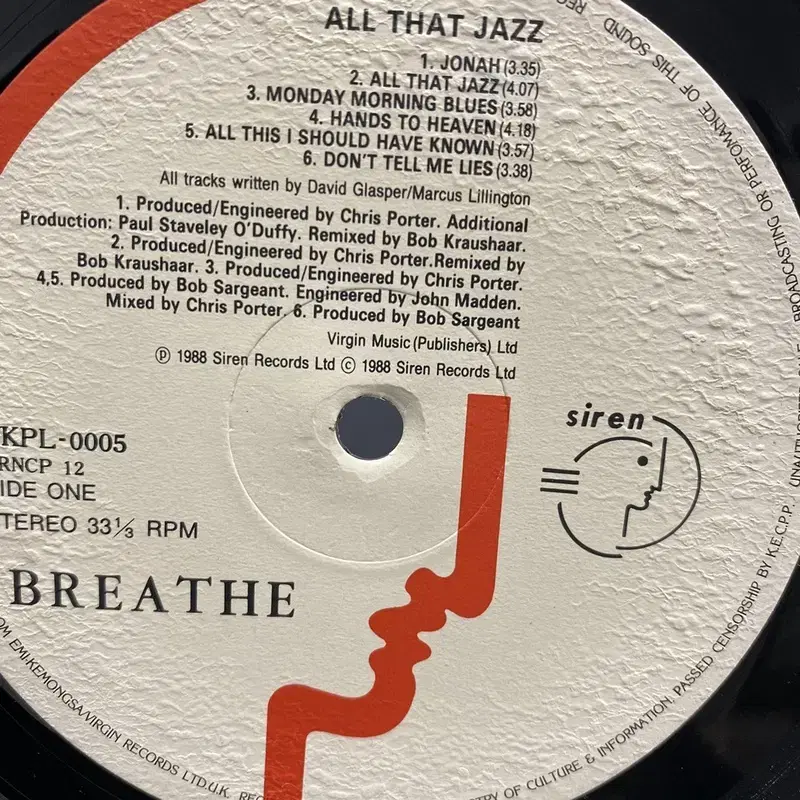 BREATHE ALL THAT JAZZ LP / AA5436