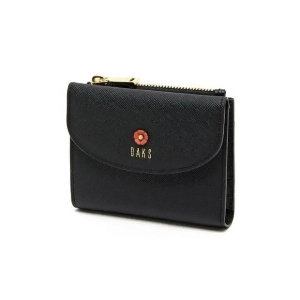 Daks flower top zipper half wallet