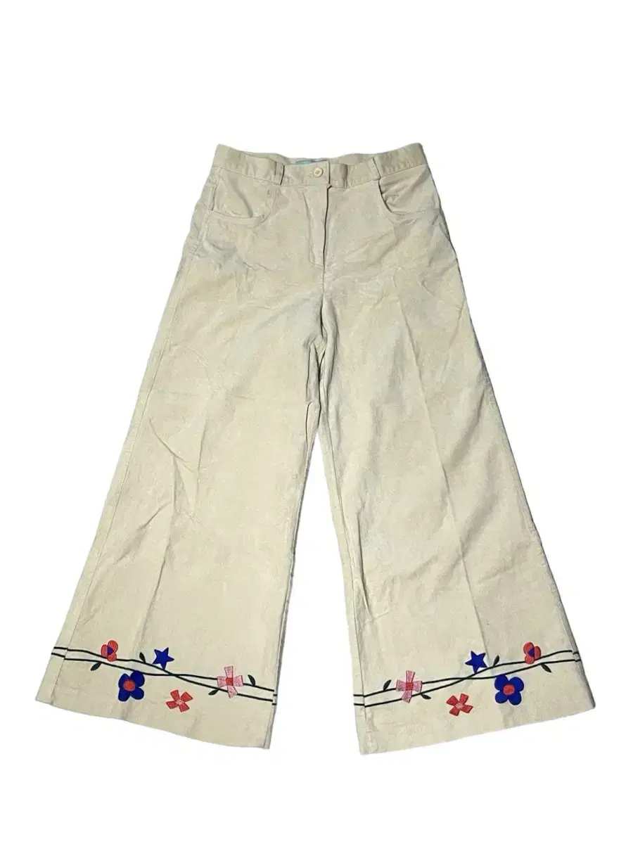 Vintage flower vine suede capri pants