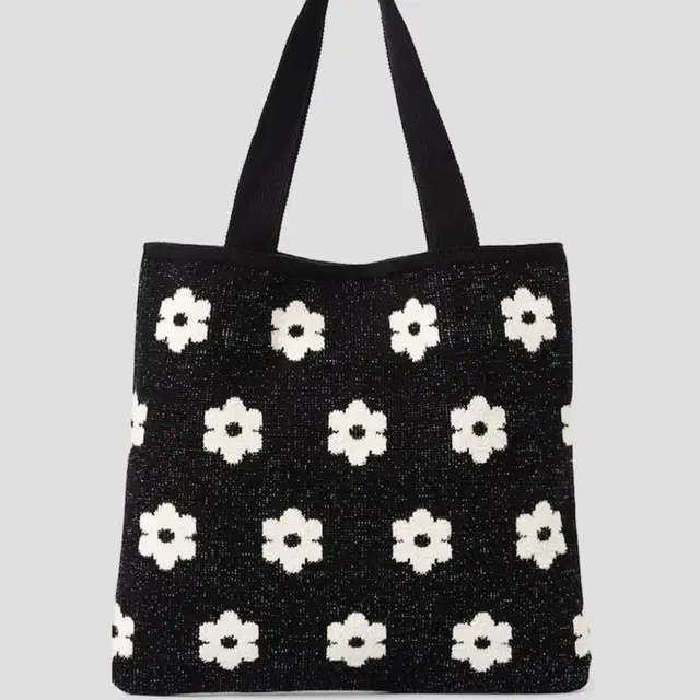 8seconds Black Daisy Knit Shoulder Bag