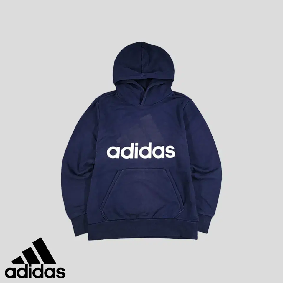 Adidas Pigment Navy Tonal Big Three Stripes White Spelling Print Logo Cotton Blend