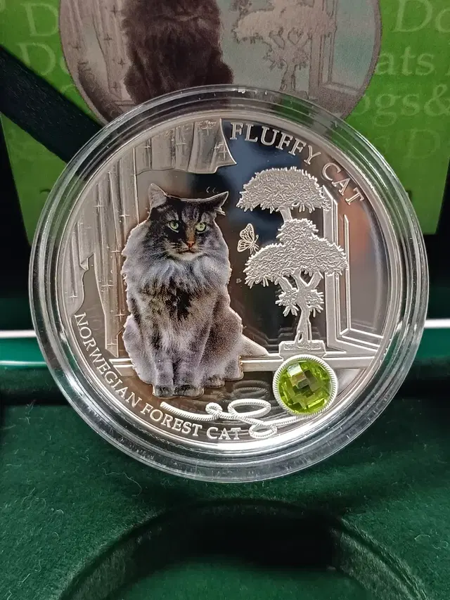 2014년 피지 노르웨이숲 고양이 GEMSTONE 1oz 프루프 은화