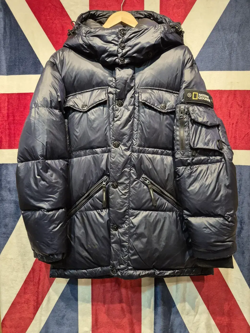 [L] National Geographic Glossy Duck Down Padded Navy