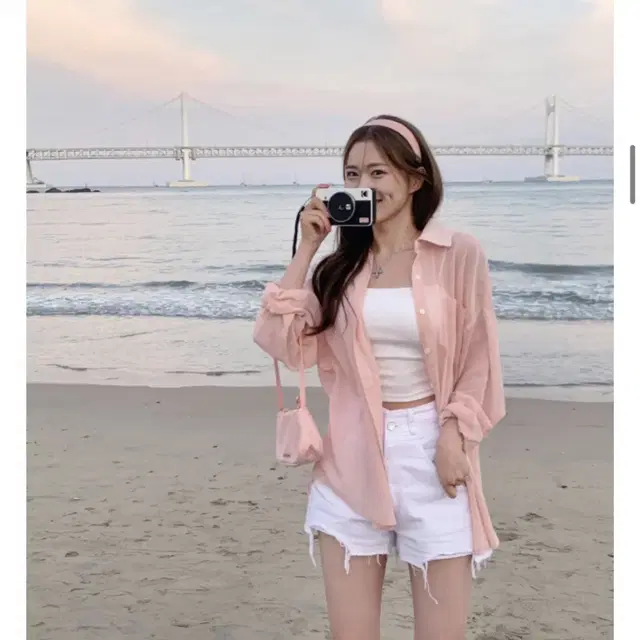 데이로제 시스루 핑크 셔츠